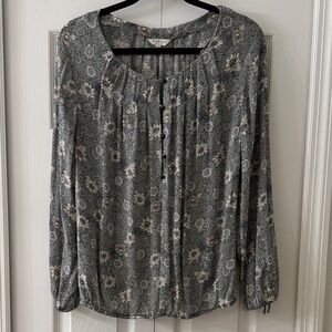 Lucky Brand Gray Floral Blouse